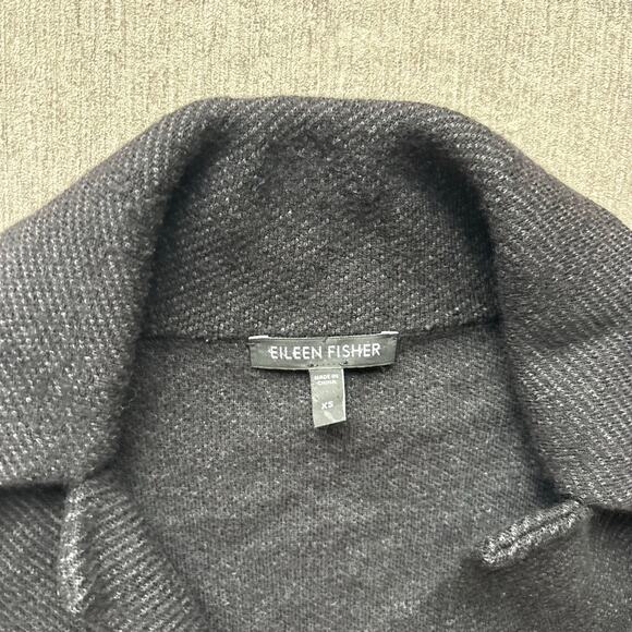 Eileen Fisher Black Wool Button Down Cardigan - Picture 2 of 5